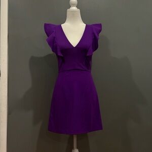 *GENTLY WORN* French Connection Size XXS Whisper Ruffled V-Neck Mini Dress